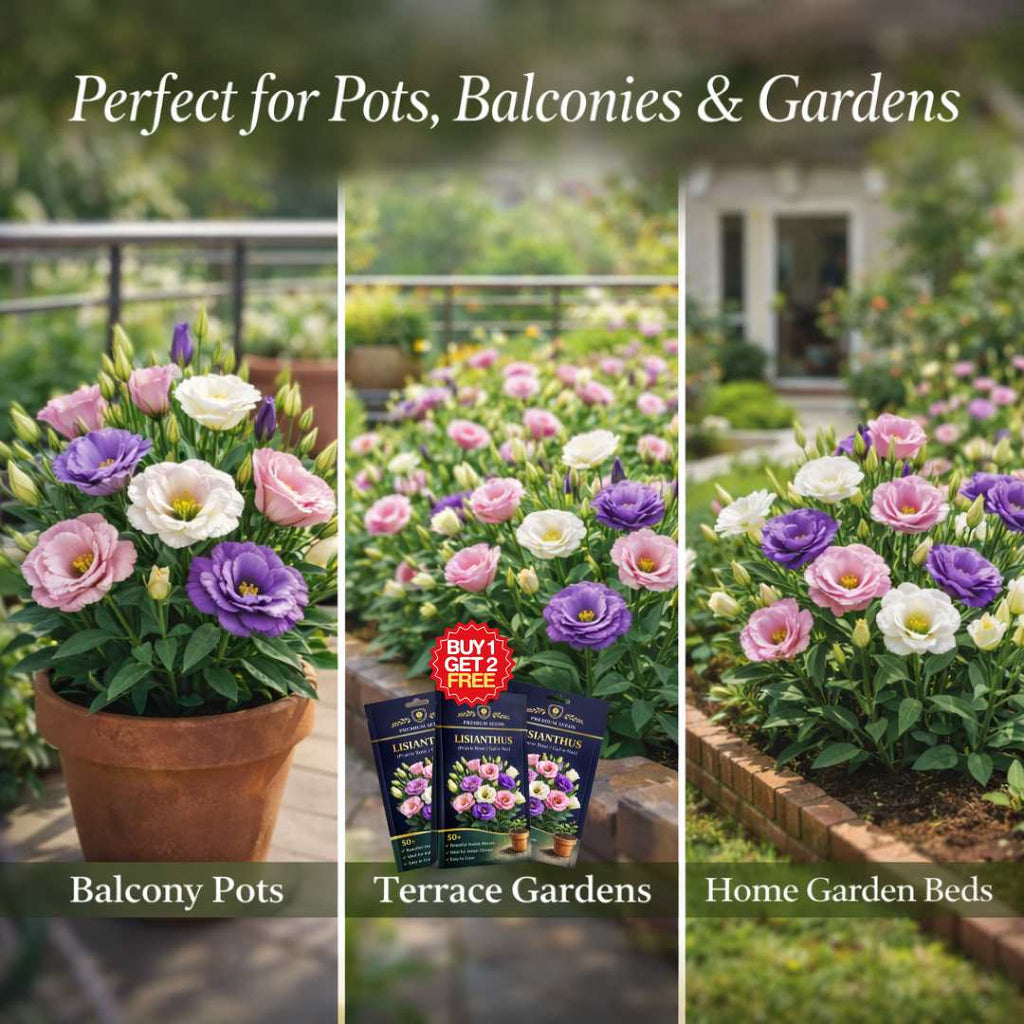 Premium Lisianthus (Prairie Rose / Gul-e-Naz) Flower Seeds | BUY 1 GET 2 FREE