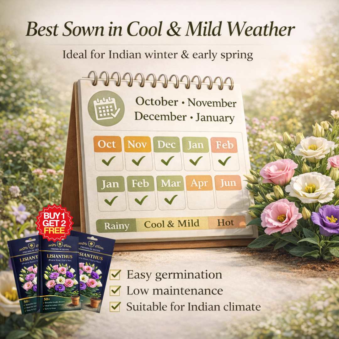 Premium Lisianthus (Prairie Rose / Gul-e-Naz) Flower Seeds | BUY 1 GET 2 FREE